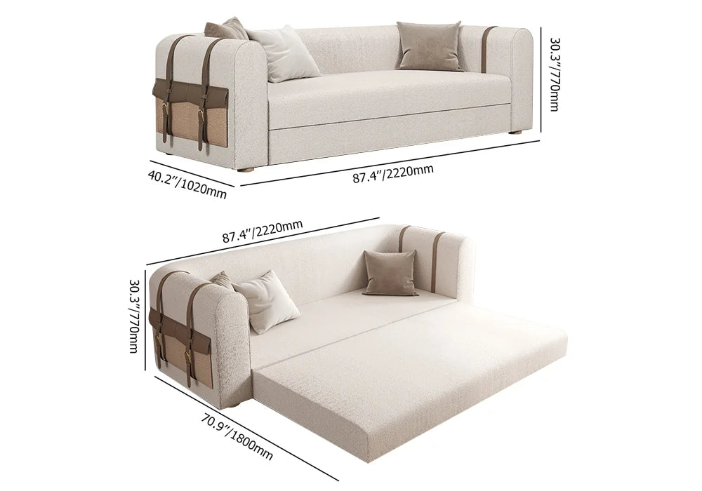 Canapé-Lit Blanc Matelassé 2220mm
