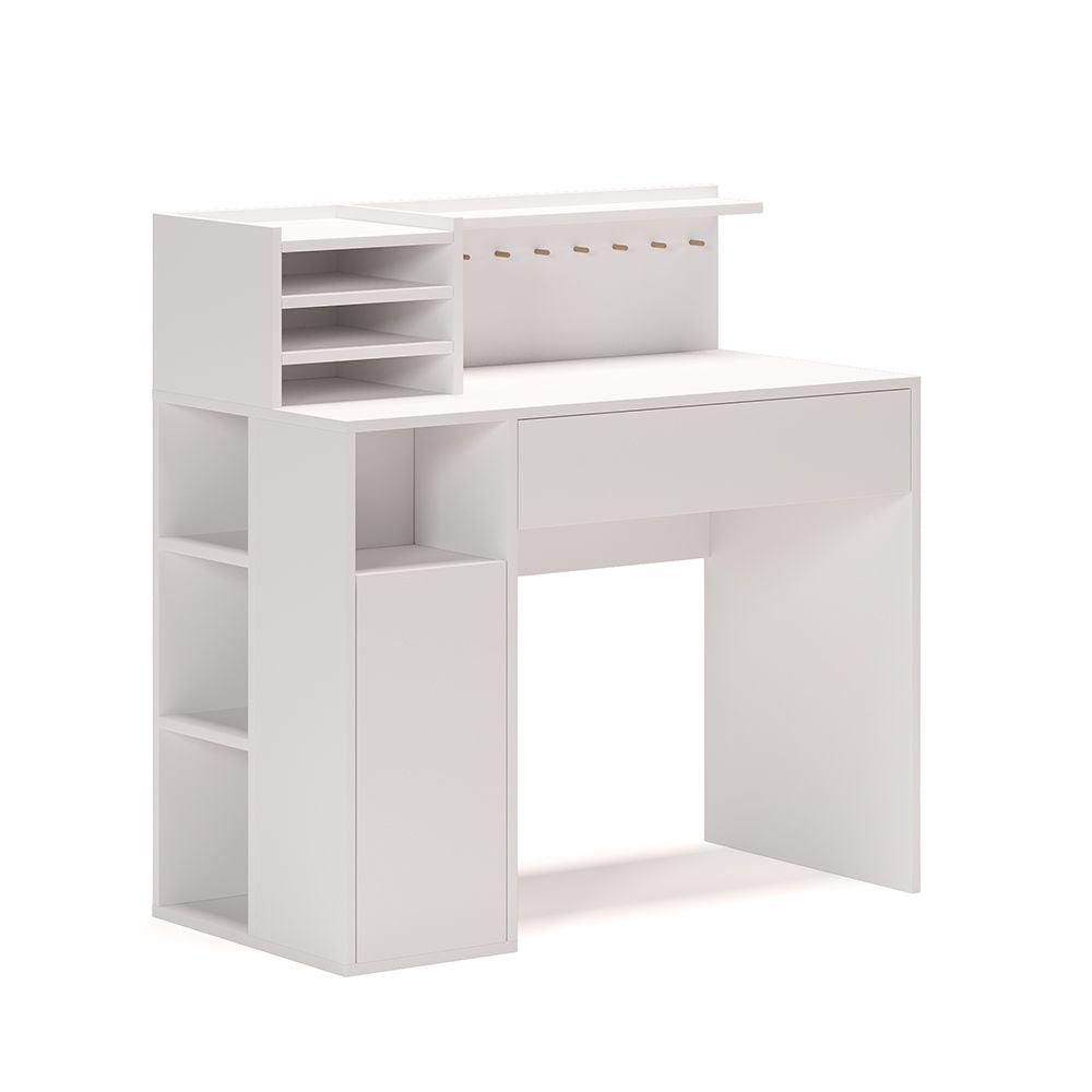 Bureau Blanc 100 x 50 cm - Étagères & Tiroirs