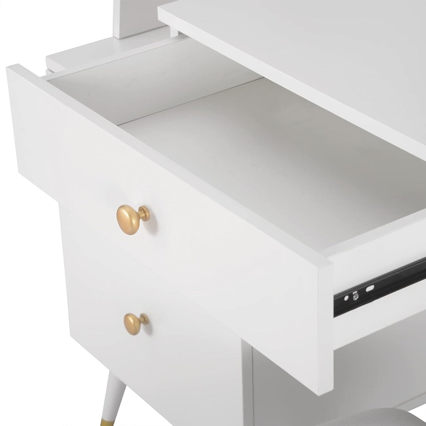 Coiffeuse avec Tabouret Miroir Commode - 4 Tiroirs