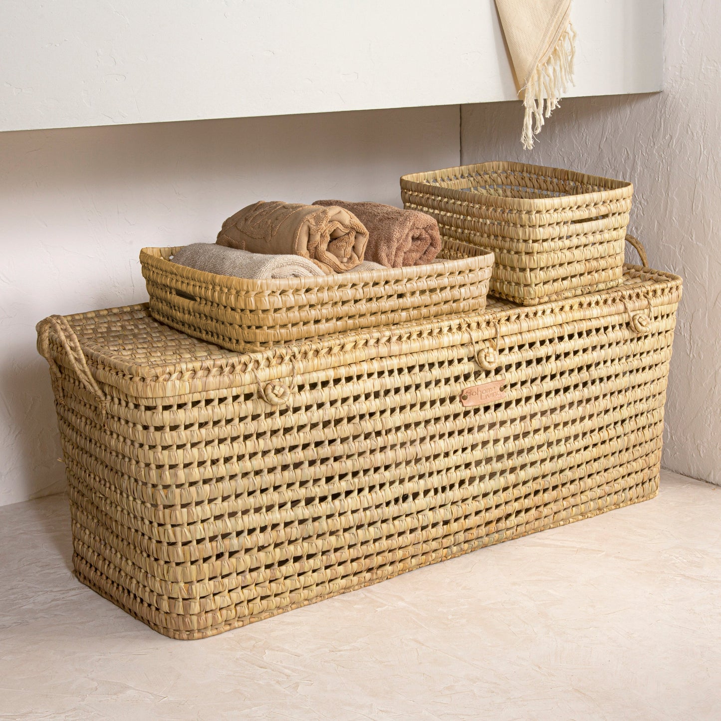 Coffre de Rangement en Feuilles de Palmier 100cm