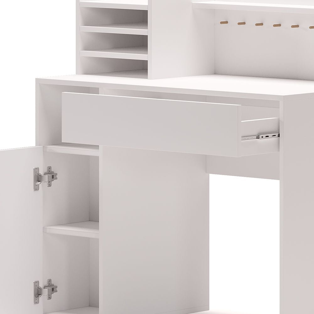Bureau Blanc 100 x 50 cm - Étagères & Tiroirs
