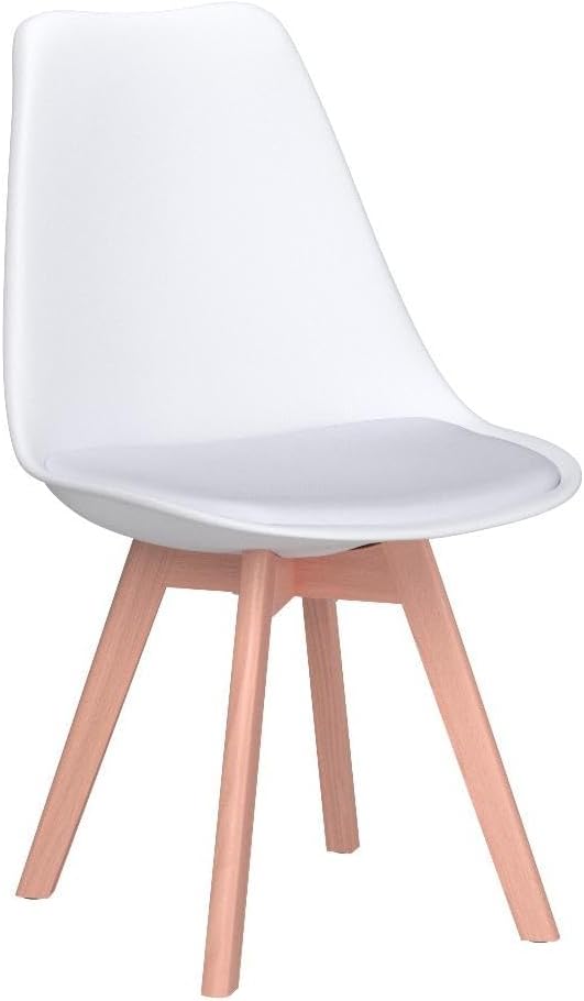 Lot de 4 Chaises de Salle a Manger - Cuir Blanc