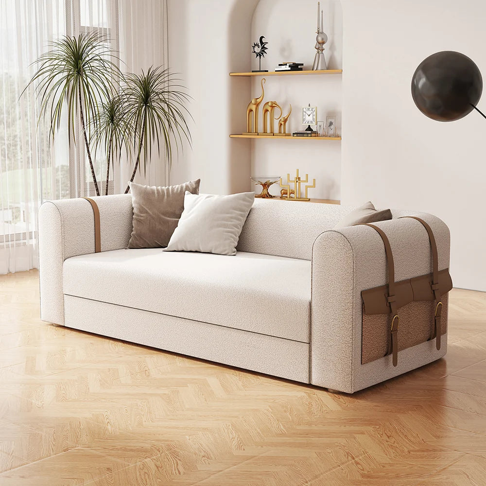 Canapé-Lit Blanc Matelassé 2220mm
