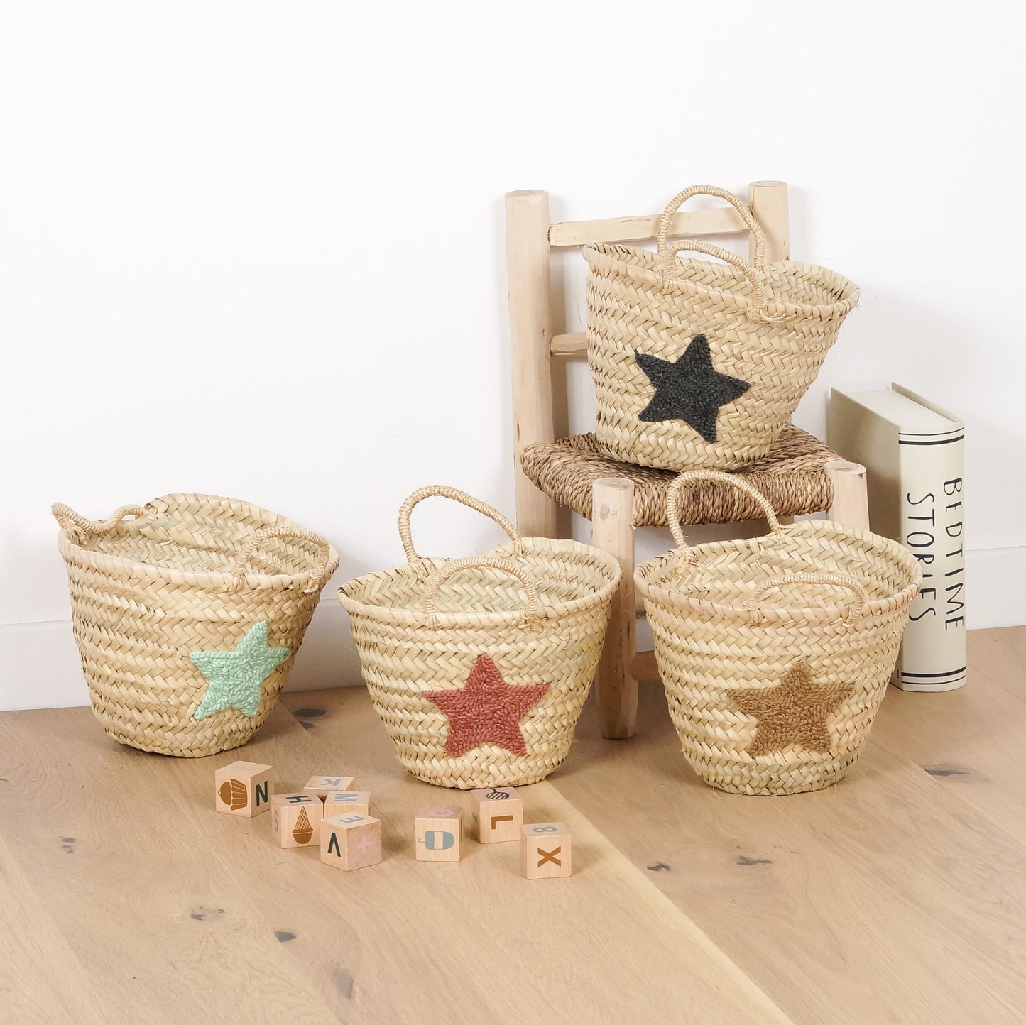 Petit Panier en Palme - Broderie Étoile