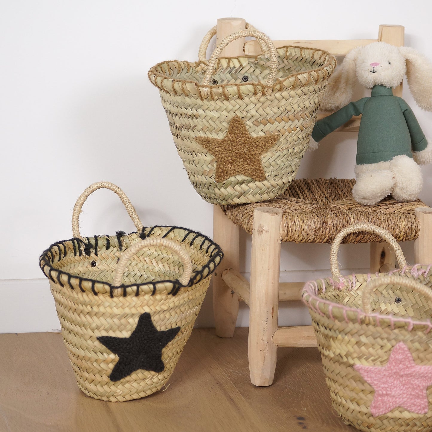 Petit Panier en Palme - Broderie Étoile