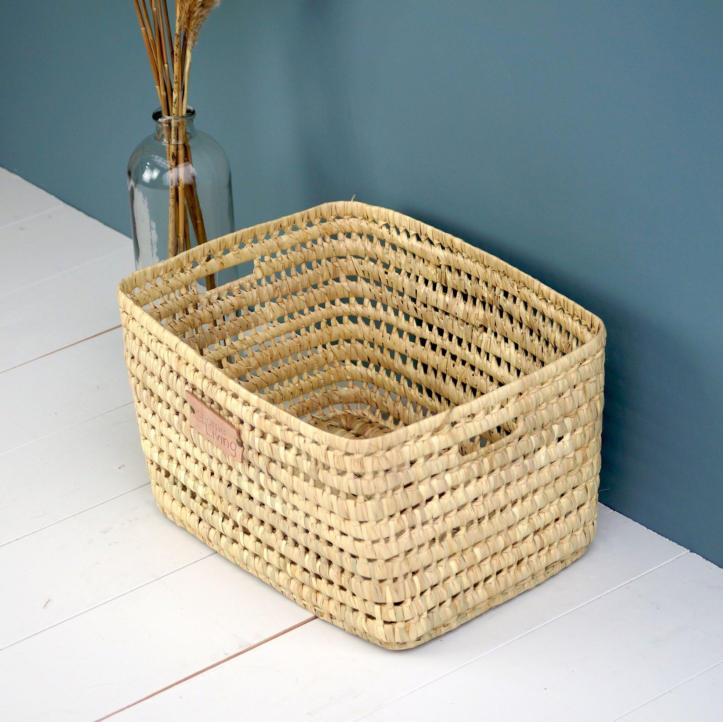 Panier de Rangement en Feuilles de Palmier