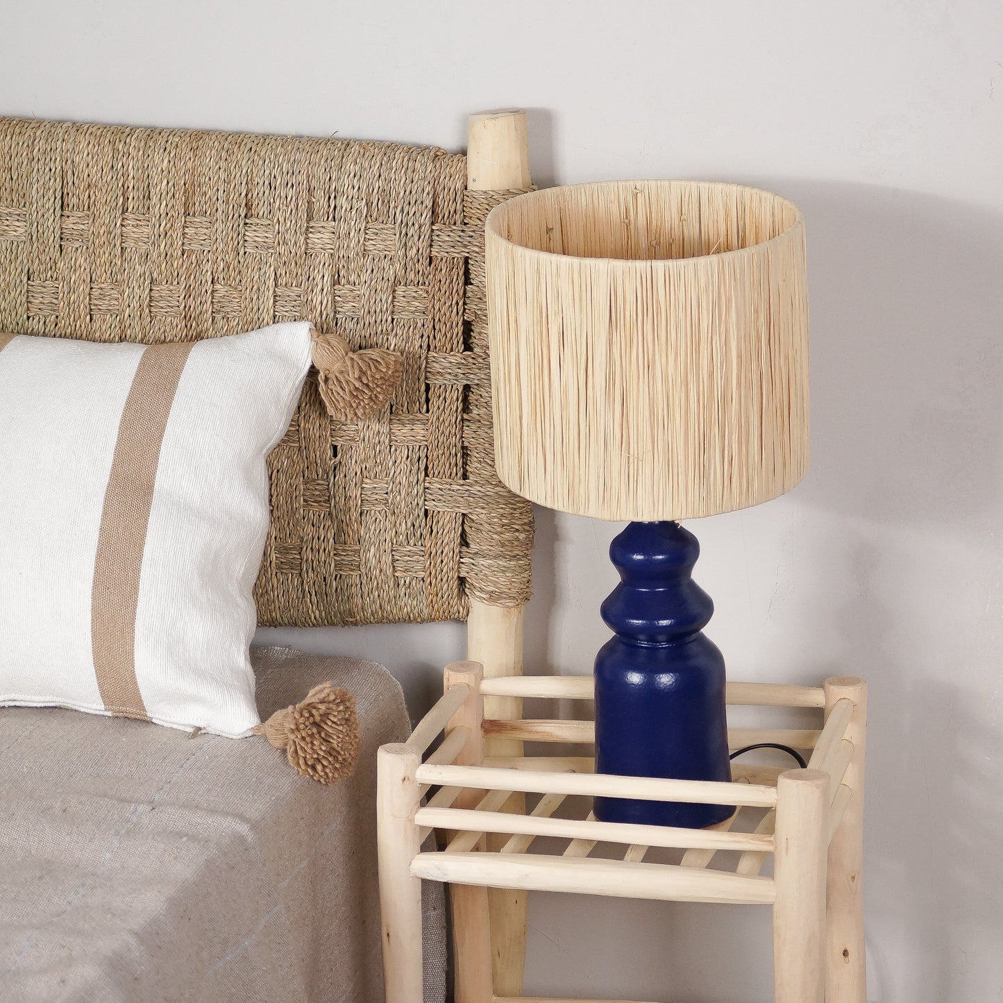 Pied de Lampe en Terre Cuite - Bleu