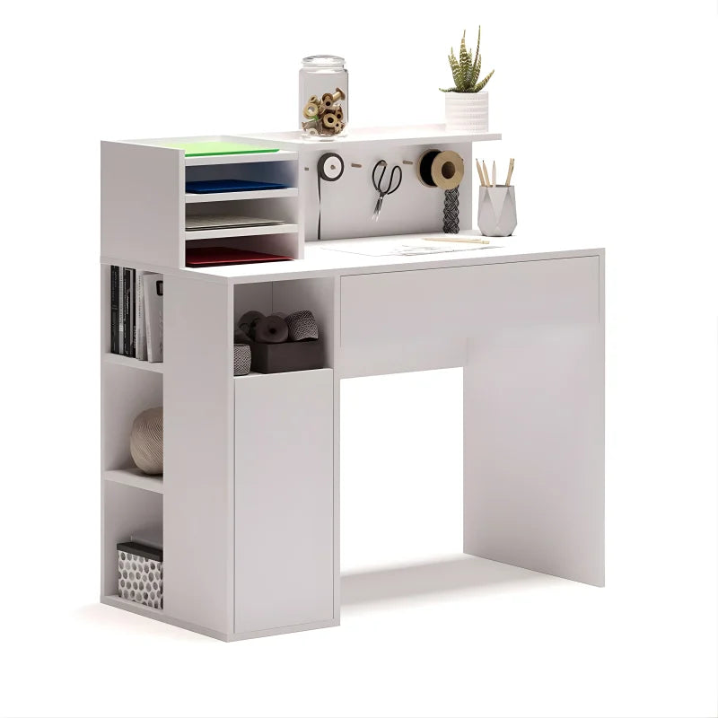 Bureau Blanc 100 x 50 cm - Étagères & Tiroirs