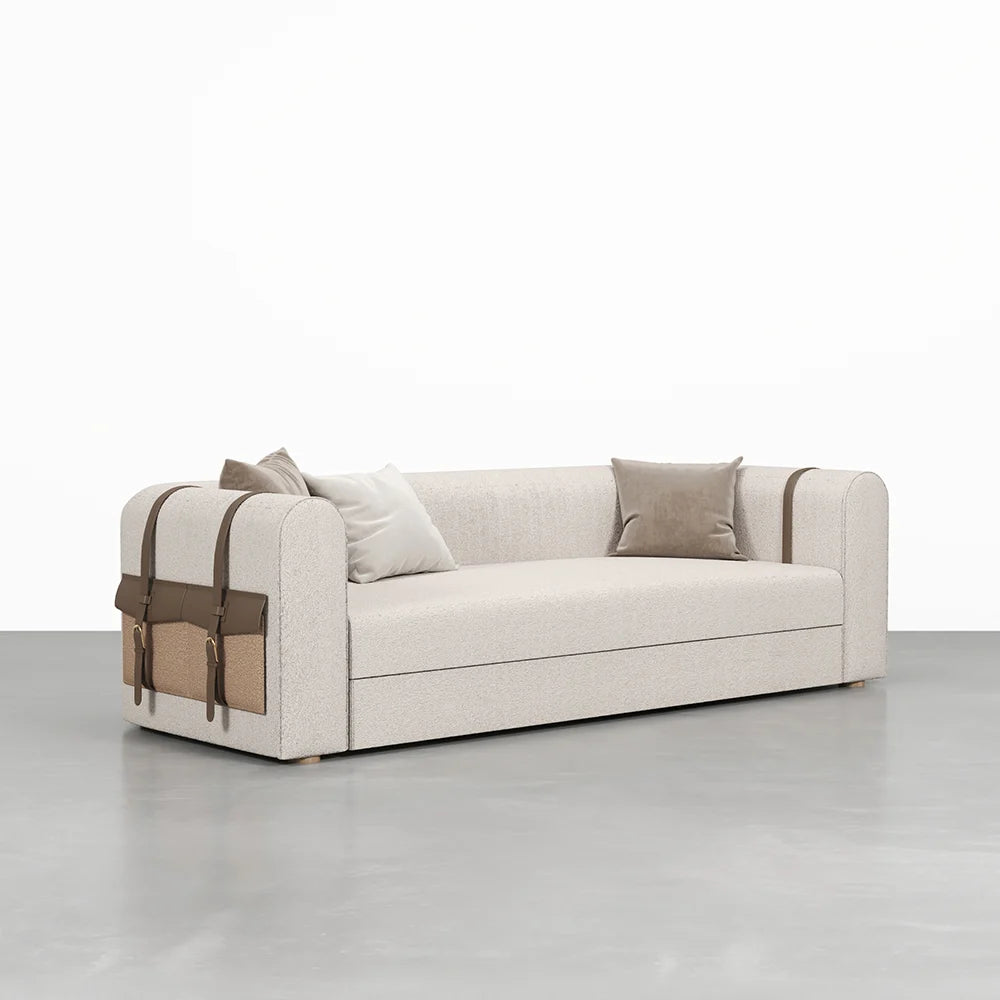 Canapé-Lit Blanc Matelassé 2220mm