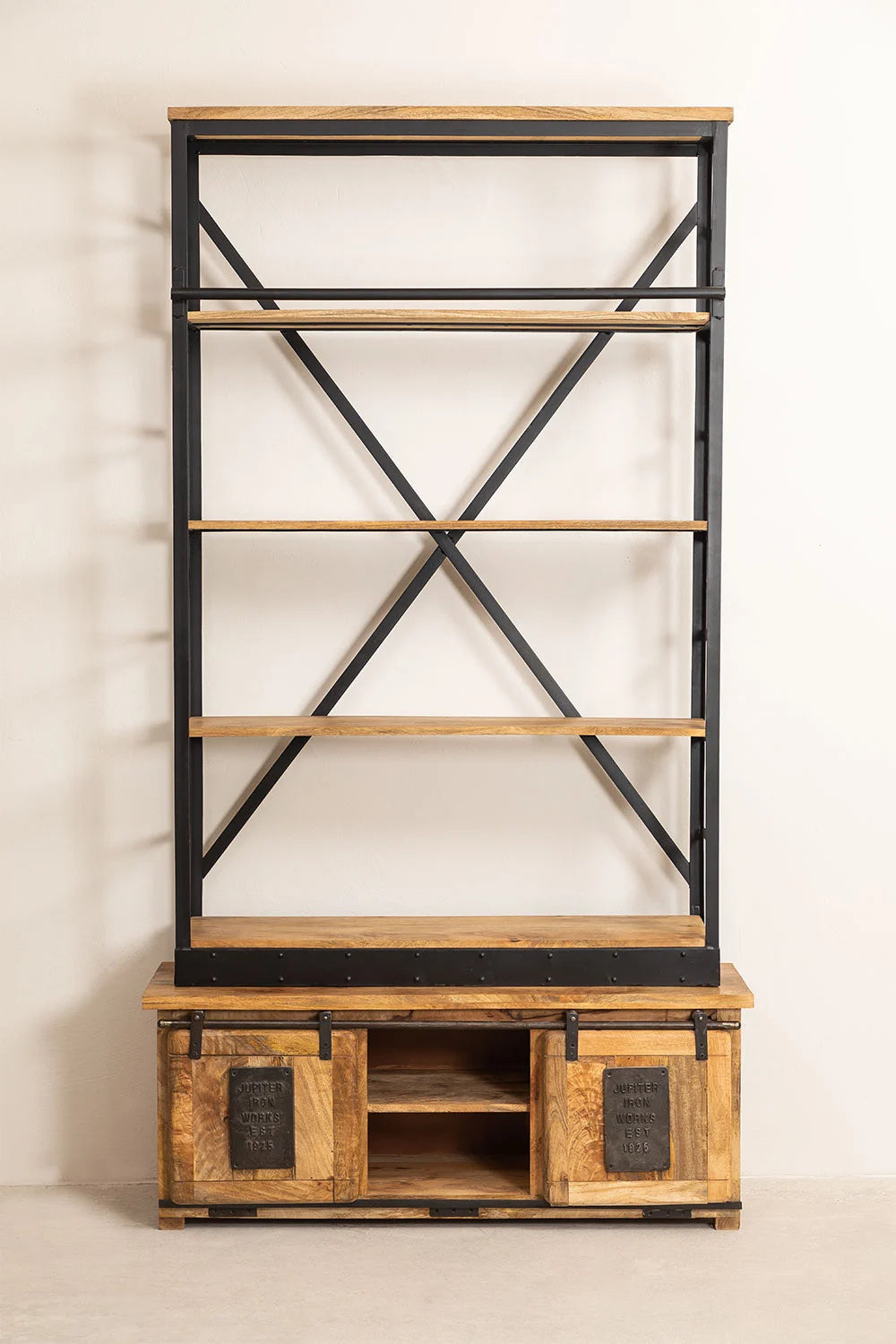 Bibliothèque avec Escalier en Bois de Manguier