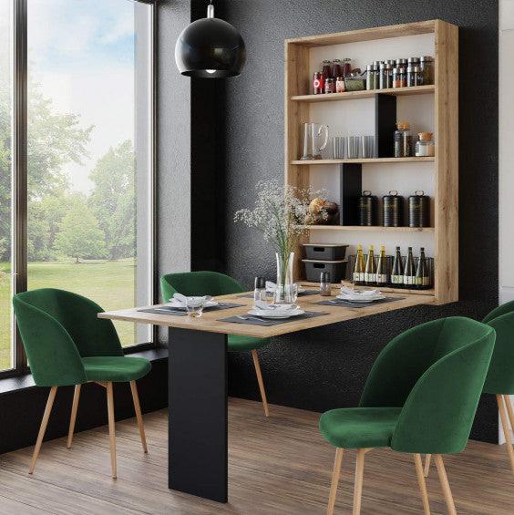 Table Murale Rabattable avec Rangements - 4 Personnes