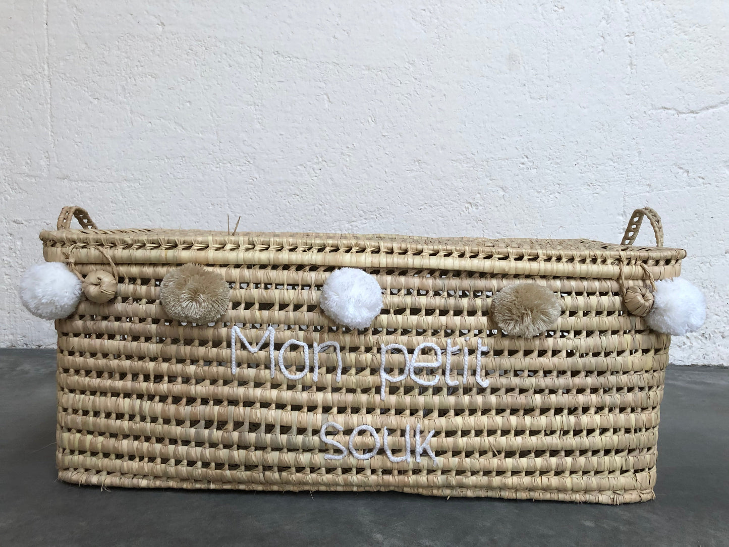 Malle de Rangement en Feuilles de Palmier 80cm - Mon Petit Souk