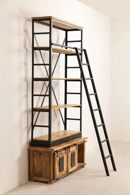 Bibliothèque avec Escalier en Bois de Manguier
