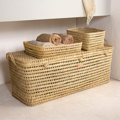 Coffre de Rangement en Feuilles de Palmier 100cm