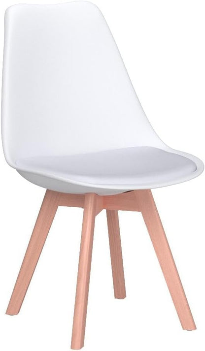 Lot de 4 Chaises de Salle a Manger - Cuir Blanc