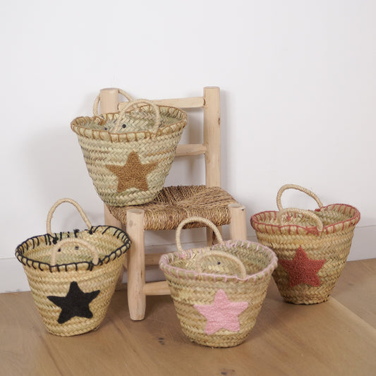 Petit Panier en Palme - Broderie Étoile