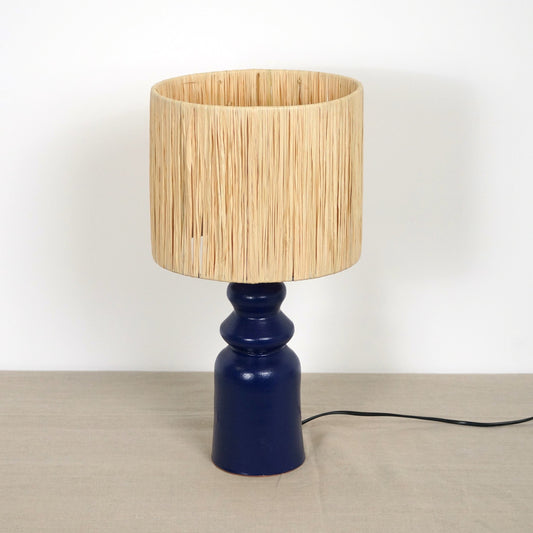 Pied de Lampe en Terre Cuite - Bleu
