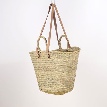 Panier Cabas en Paille et Cuir