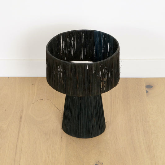 Lampe à Poser en Raphia Noir