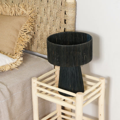 Lampe à Poser en Raphia Noir