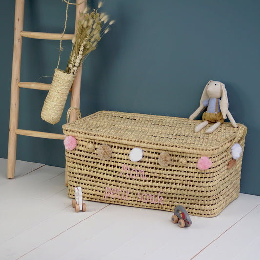 Malle de Rangement en Feuilles de Palmier 80cm - Mon Petit Souk