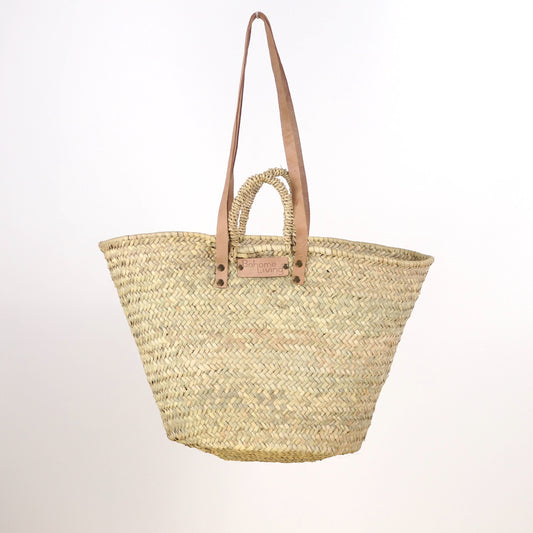 Panier Cabas en Paille et Cuir