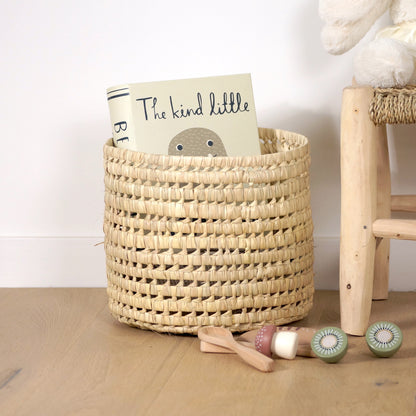 Petit Panier Rond en Feuilles de Palmier