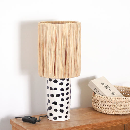 Pied de Lampe en Céramique - Motif Pois