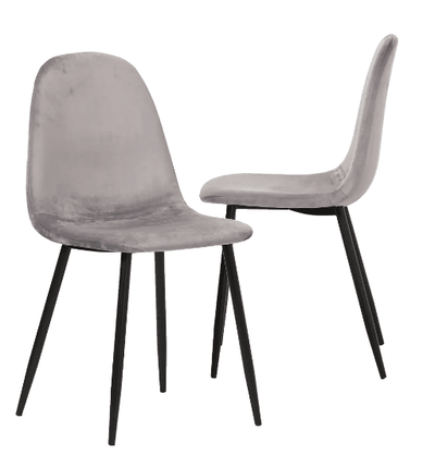 Chaise CLAYD – Style scandinave en velours gris clair et pieds noirs