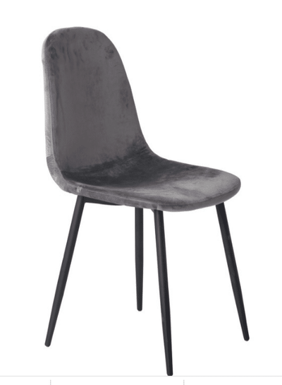 Chaise CLAYD – Style scandinave en velours gris foncé et pieds noirs