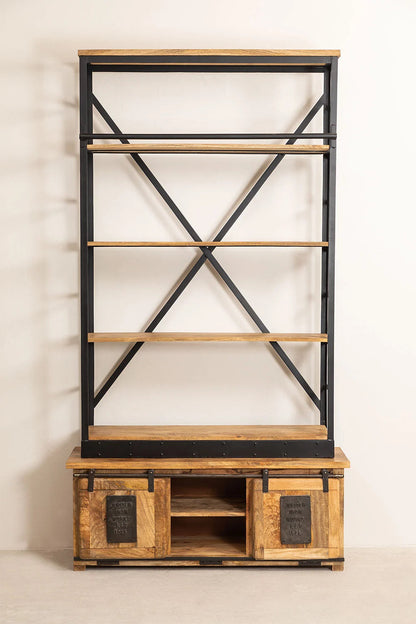 Bibliothèque avec Escalier en Bois de Manguier