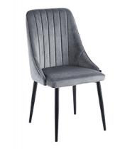 Chaise TINTO – Velours gris et piétement acier noir